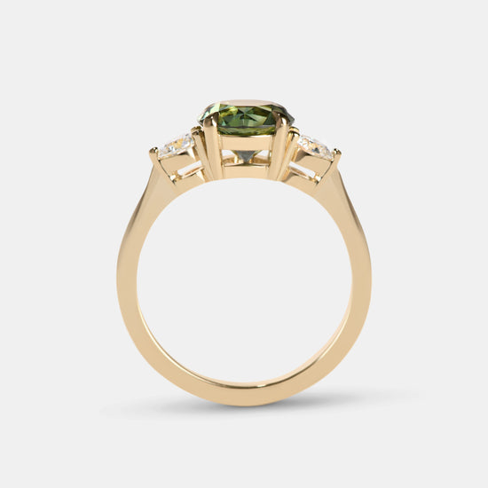 Pear Green Sapphire Diamond Ring - Trapezoid Cut | MDR Atelier | Miss  Diamond Ring